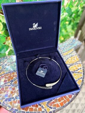 Swarovski Silver and Black Crystal Collar Necklace
